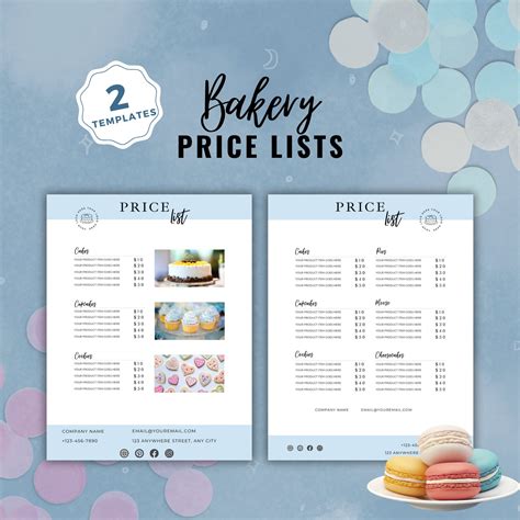 Editable Bakery Price List Template Bakery Menu Cookie Price List