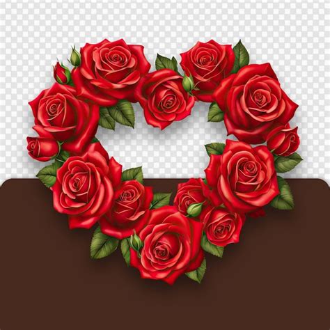 Premium PSD Heart Shaped Rose Flower Frame