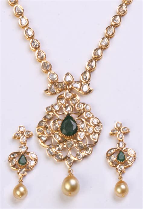 Gold And Diamond Jewellery Designs Uncut Diamond Necklace Sets With