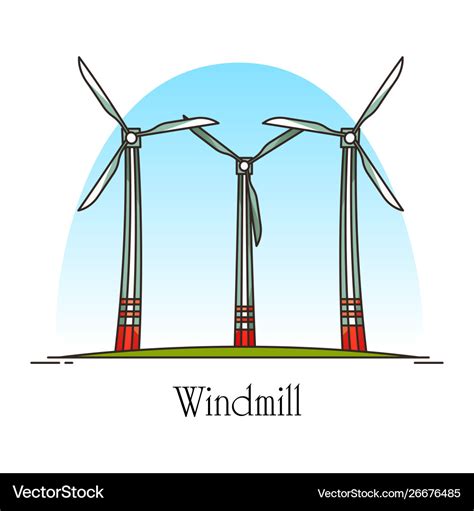 Cartoon Wind Turbine Or Rotation Energy Windmill Vector Image