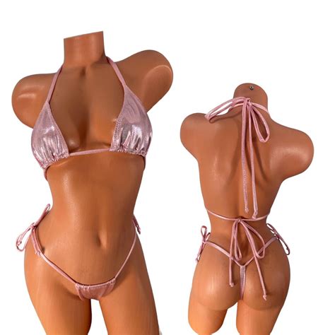 Bikini Micro Two Piece Bikini Thong Bikini Petal Pink Bikini Exotic
