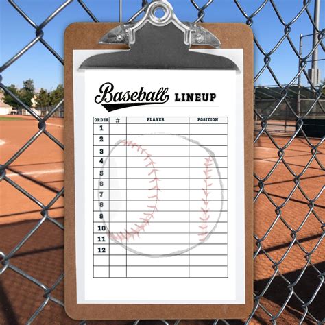 Editable Baseball Lineup Printable Team Organizer Tee Ball Roster