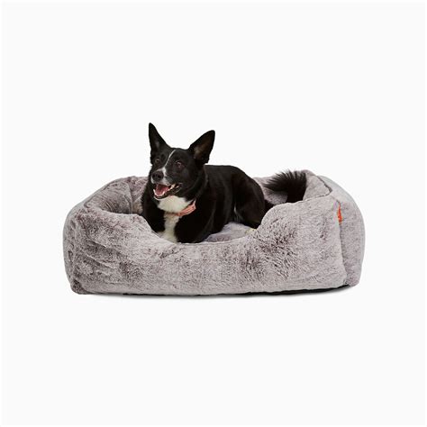 Luxury Bolster Dog Bed with Removable Cover - Light Grey – FÜZI