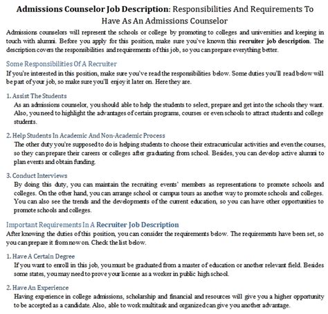 Admissions Counselor Job Description: Responsibilities And Requirements To Have As An Admissions ...