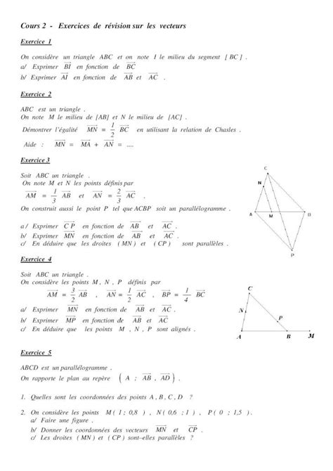 Pdf Fiche Exercices De R Vision Sur Les Vecteurs Cours