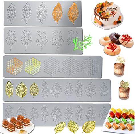 5pcs Leaf Molds Siliconeacxydm Tuile Molds Silicone Baking Moldfondant Chocolate