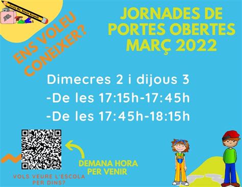 Portes obertes i procés de preinscripció per al curs 2022 2023 Escola