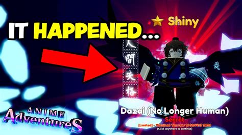 I Got A Shiny Dazai In Anime Adventures Youtube