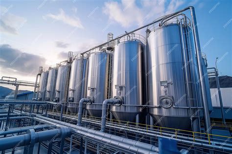 Existe Um Suprimento Abundante De Hidrogênio Disponível - Vários tanques de hidrogênio cilíndricos altos em um exterior com tubos ...