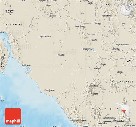 Shaded Relief Map of Hermosillo