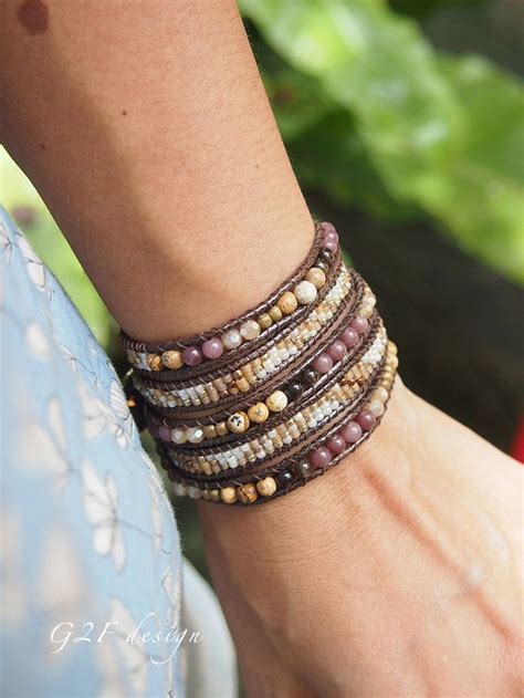 Chocolate Mix Wrap Bracelet Seed Beaded Boho Wrap Bracelet Beadwork