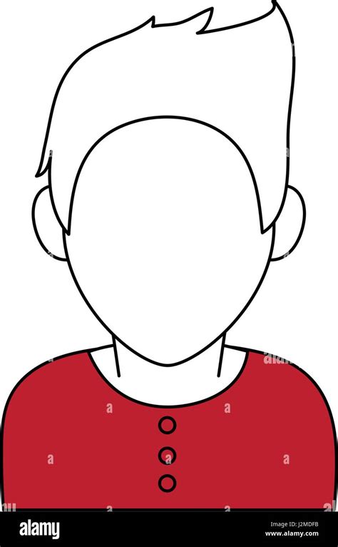 Sketch Color Silhouette Faceless Half Body Man With T Shirt Stock