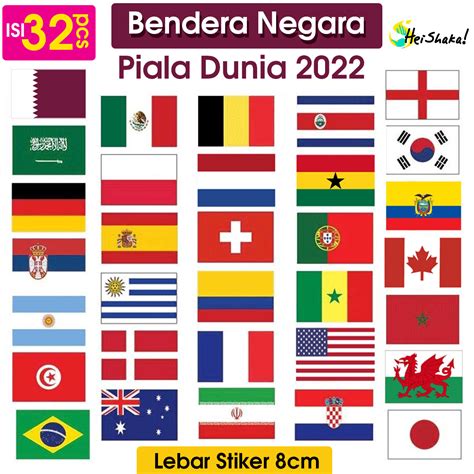 Stiker Bendera Negara Piala Dunia Qatar 2022 Isi 32 Pcs Sticker Set