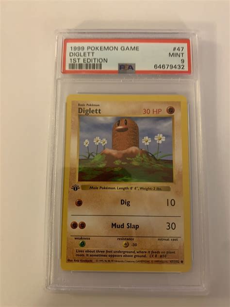 Pokemon Diglett Base Set St Edition Shadowless Psa Mint Ebay