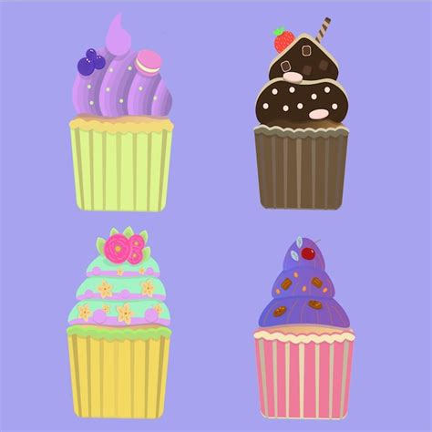 Premium Vector Cupcakes Set