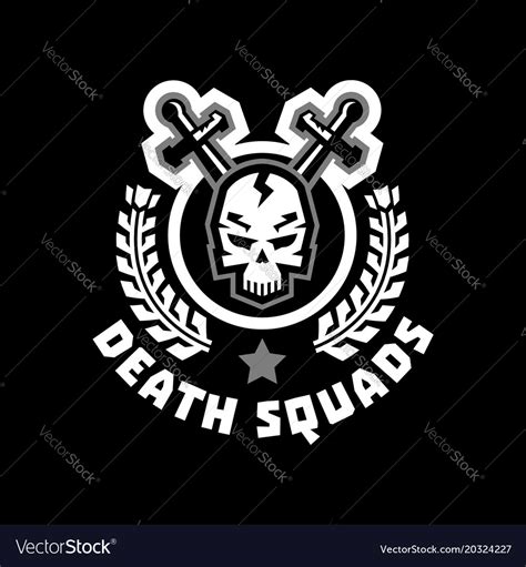 Logo death squad human skull and cross swords Vector Image