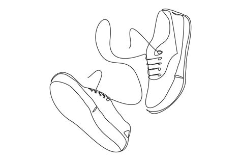 Continuous Line Drawing Of Casual Sneakers Shoes Single One Line Art