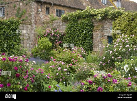 The Rose Garden in summer at Sissinghurst Castle Garden, near Stock ...