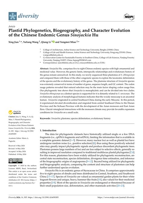 Pdf Plastid Phylogenetics Biogeography And Character Evolution Of