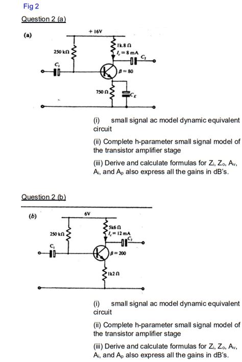 Solved Fig 2 Question 2 A A 16v 80 I Small Signal Ac Model