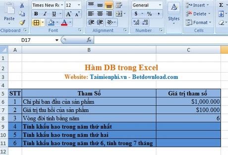 H M Db Trong Excel H M Tr V Kh U Hao Cho M T T I S N V I K H N C