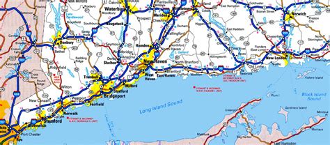 Map of Long Island Sound with cities and towns - Ontheworldmap.com