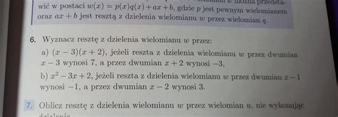 wyznacz resztę z dzielenia wielomianu w przez zad 6 przykład a