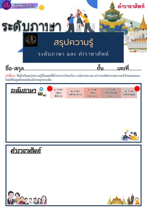 Inskru ใบงานสรุปความรู้จาก Canva และ Lws ภาษาไทย ม6