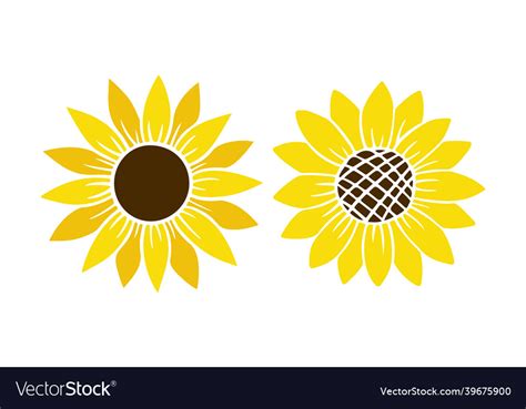 Sunflower Simple Icon Flower Silhouette Royalty Free Vector