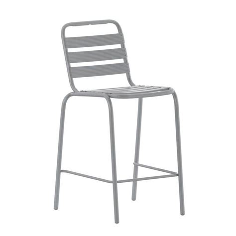 Carnegy Avenue Silver Aluminum Outdoor Bar Stool Cga Tlh 519731 Si Hd