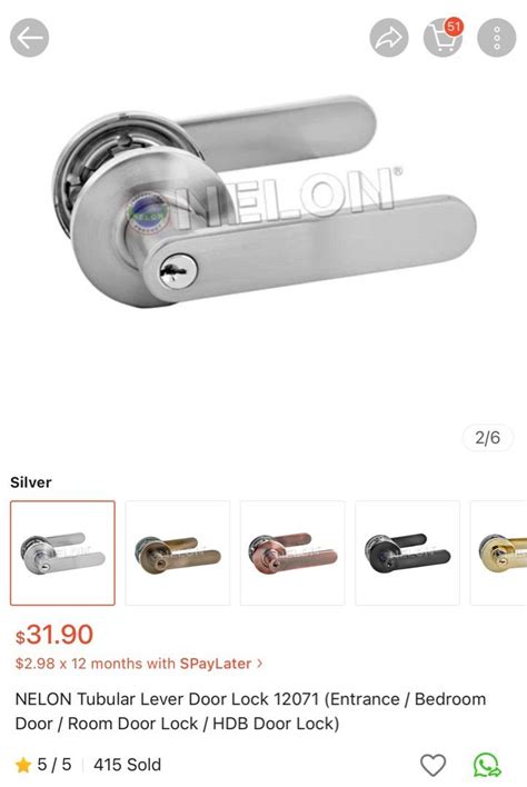 4 X Silver NELON Tubular Lever Door Lock 12071 Entrance Bedroom Door