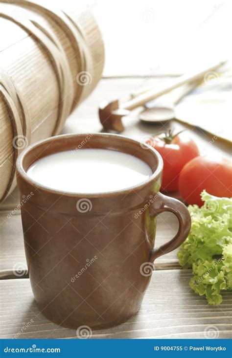 Glass Of Fresh Milk And Old Milk Churn Stock Image Image Of Glass