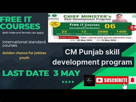 Chief Minister S Skill Development Program Free IT Courses TEVTA