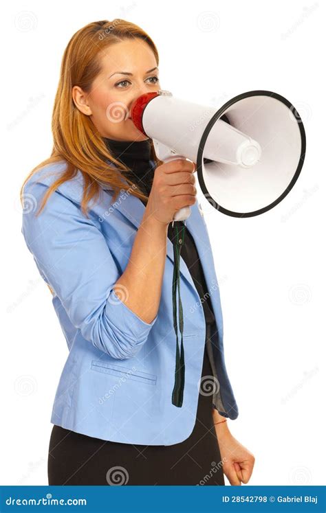 Business Woman With Loudspeaker Stock Photo Image Of Female