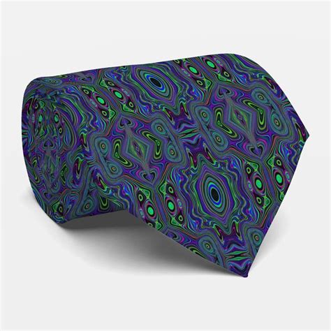 Trippy Retro Royal Blue And Lime Green Abstract Neck Tie Zazzle