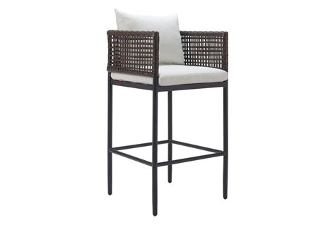 Modern Outdoor Grey Woven Metal Arm Bar Stool | Living Spaces