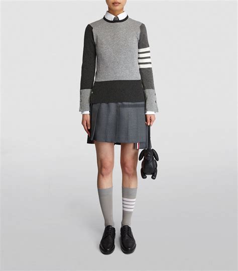 Womens Thom Browne Grey Cashmere Bar Sweater Harrods Uk