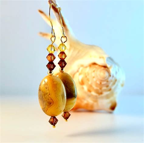 Crazy Lace Agate Earrings With Swarovski Crysta Folksy