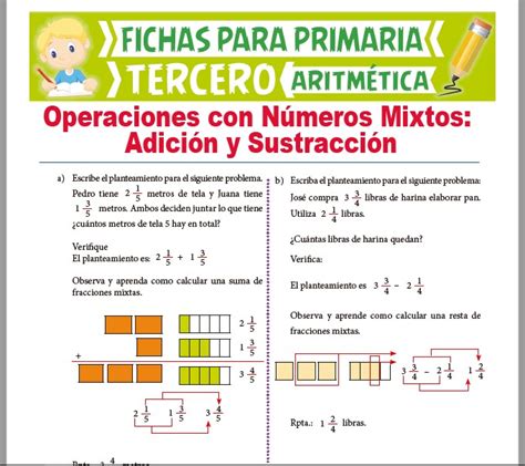 Adición Y Sustracción De Números Mixtos Para Tercero De Primaria