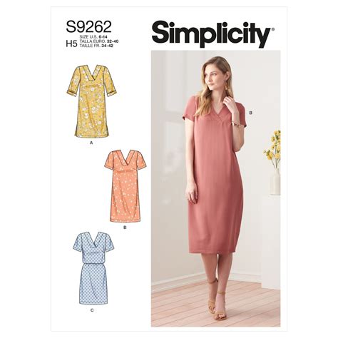 Simplicity Pattern S Misses V Neckline Shift Dresses With Elastic