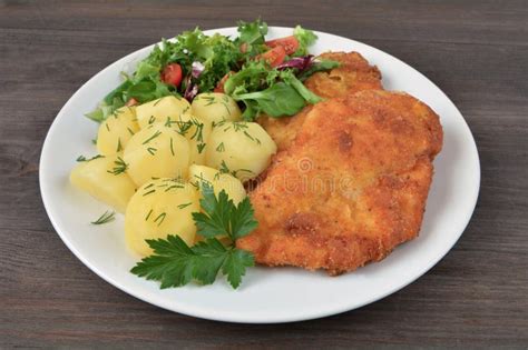 Fried Chicken Fillet With Potatoes Stock Photo Image Of Potatoes