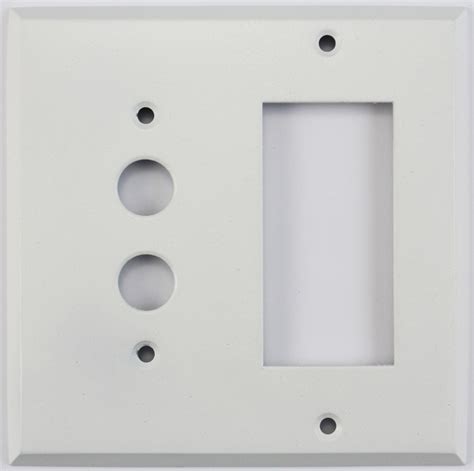 Classic Accents Inc Matte White 2 Gang Combo Wall Plate 1 Push Button 1 Gfcirocker