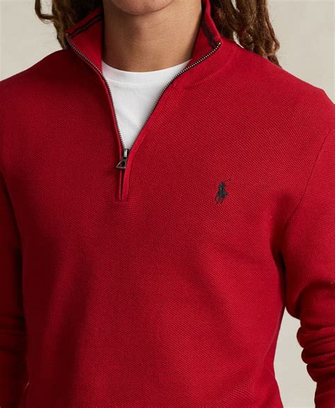 Polo Ralph Lauren Mens Mesh Knit Cotton Quarter Zip Sweater Macys