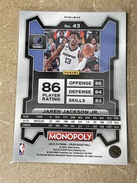 2023 24 PANINI PRIZM Monopoly Jaren Jackson Jr Viola Wave Prizm 43 SP