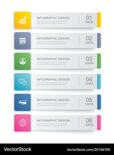 6 data infographics tab index template design Vector Image