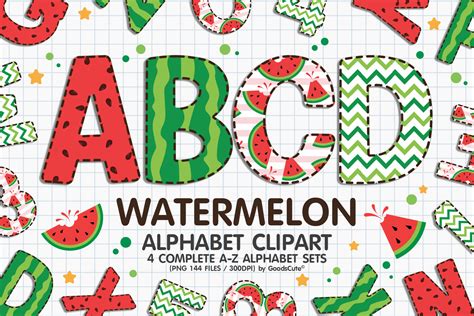 Watermelon Alphabet Letters Sublimation Graphic By Goodscute Creative