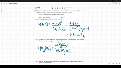 Stoichiometry Igcse S17 Paper 41 Finding Formula Of Hydrated Magnesium