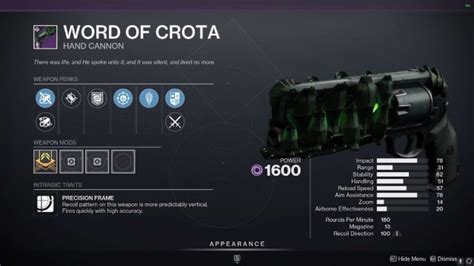 Destiny 2: How To Get The Word Of Crota Hand Cannon & God Roll Explained