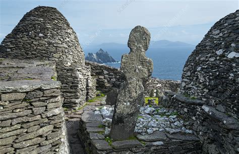 Monastery on Skellig Michael, Skellig Islands, Ireland - Stock Image ...