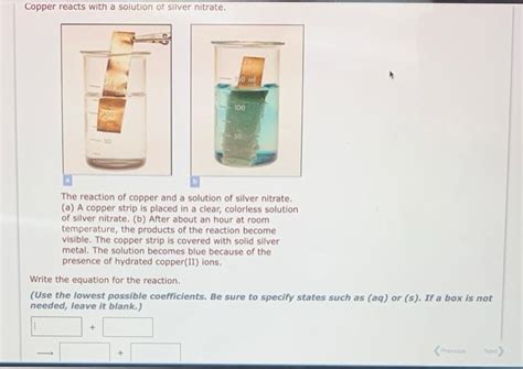 Solved Copper reacts with a solution of silver nitrate. The | Chegg.com